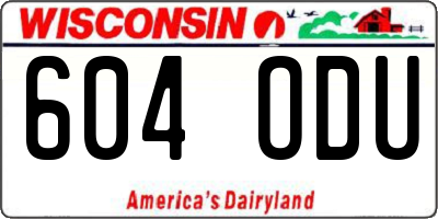 WI license plate 604ODU