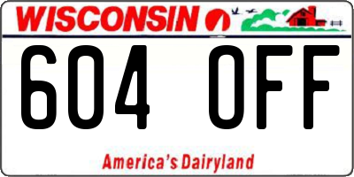 WI license plate 604OFF