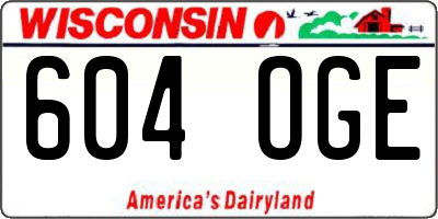 WI license plate 604OGE