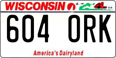WI license plate 604ORK