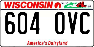 WI license plate 604OVC