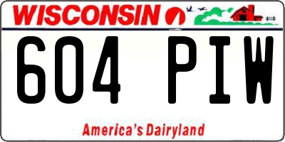 WI license plate 604PIW