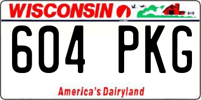 WI license plate 604PKG
