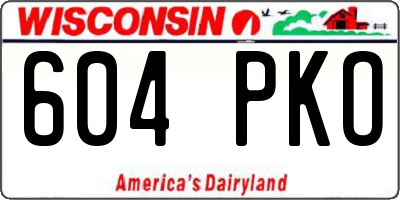 WI license plate 604PKO