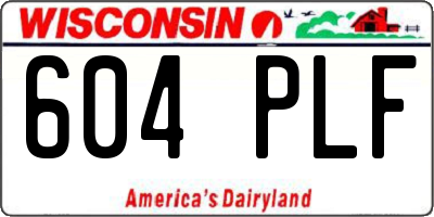WI license plate 604PLF