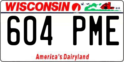 WI license plate 604PME