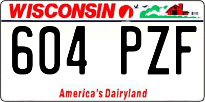 WI license plate 604PZF