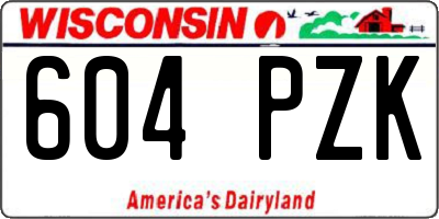 WI license plate 604PZK
