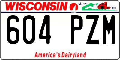 WI license plate 604PZM