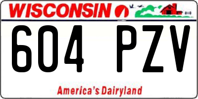 WI license plate 604PZV