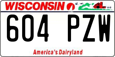 WI license plate 604PZW