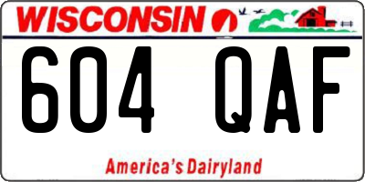 WI license plate 604QAF