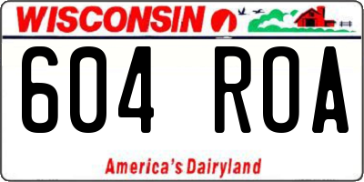 WI license plate 604ROA