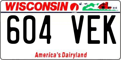 WI license plate 604VEK