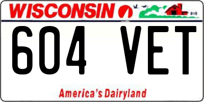 WI license plate 604VET