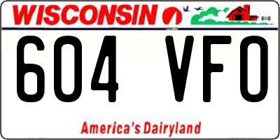WI license plate 604VFO