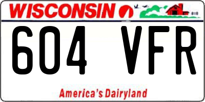 WI license plate 604VFR