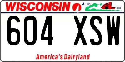 WI license plate 604XSW