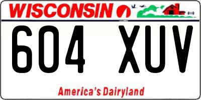 WI license plate 604XUV
