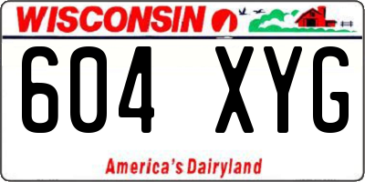 WI license plate 604XYG