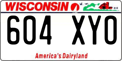 WI license plate 604XYO