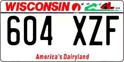 WI license plate 604XZF