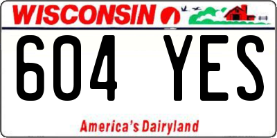 WI license plate 604YES