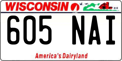 WI license plate 605NAI