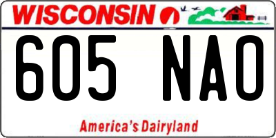 WI license plate 605NAO