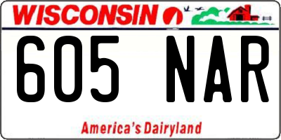 WI license plate 605NAR