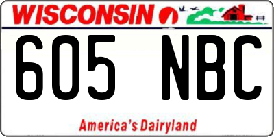 WI license plate 605NBC