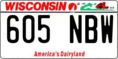 WI license plate 605NBW