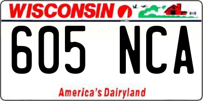 WI license plate 605NCA
