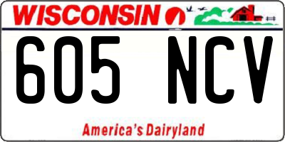 WI license plate 605NCV