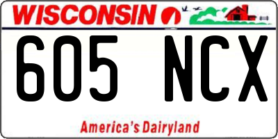 WI license plate 605NCX