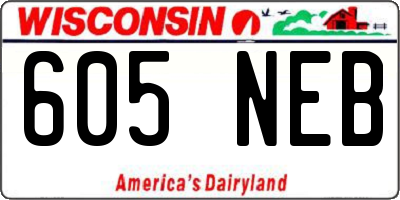 WI license plate 605NEB