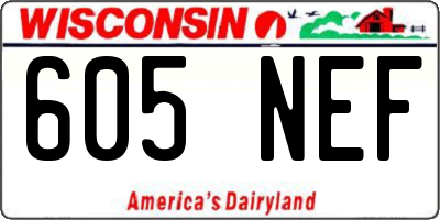 WI license plate 605NEF