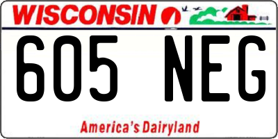WI license plate 605NEG