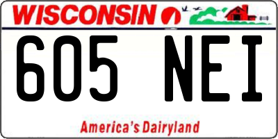 WI license plate 605NEI