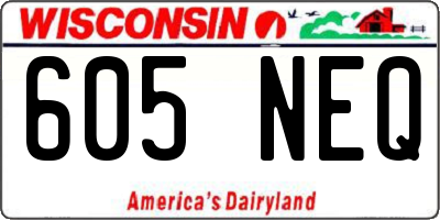 WI license plate 605NEQ