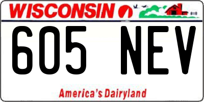 WI license plate 605NEV