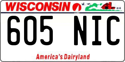 WI license plate 605NIC