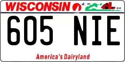 WI license plate 605NIE