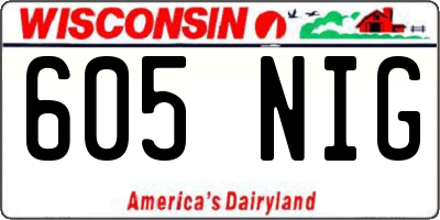 WI license plate 605NIG