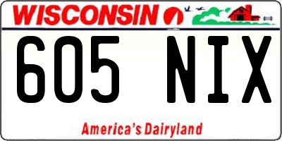 WI license plate 605NIX