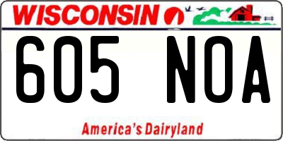 WI license plate 605NOA