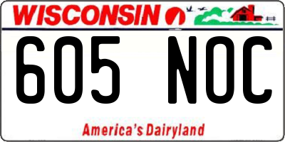 WI license plate 605NOC