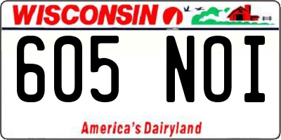 WI license plate 605NOI