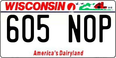 WI license plate 605NOP