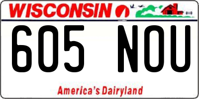 WI license plate 605NOU